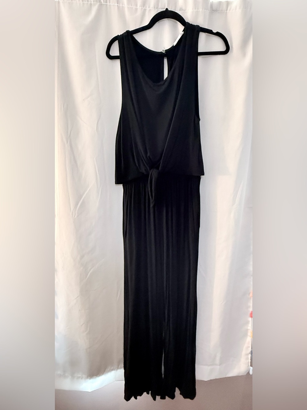 Black Sleeveless Knot-Front Jumpsuit
